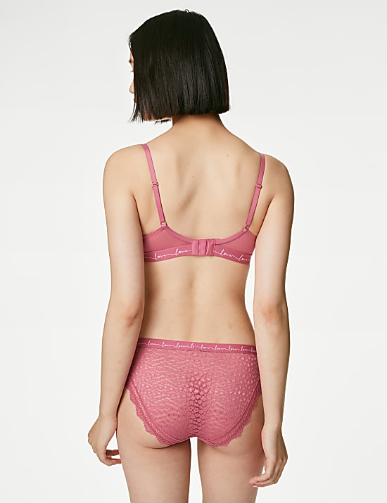 Set van 3 bikinislips met kant en gaasstof