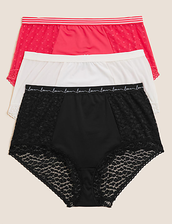 3pk Lace & Mesh Full Briefs