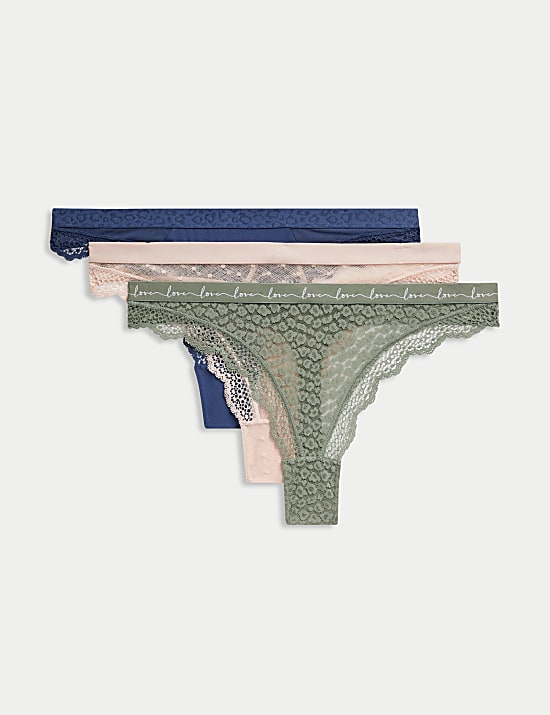 Pack de 3 tangas de malla y encaje