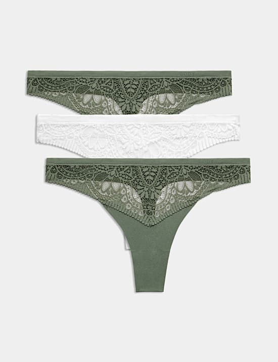 3pk Body Soft&trade; Lace Thongs