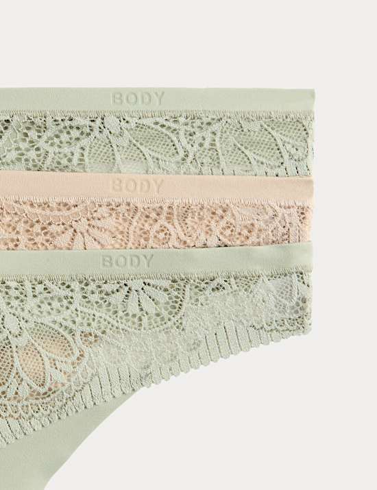 3pk Body Soft&trade; Lace Thongs