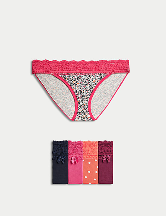 Pack of 5 Printed Lace Trim Knickers