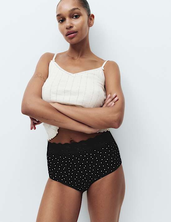 5pk Cotton Lycra&reg; & Lace Full Briefs