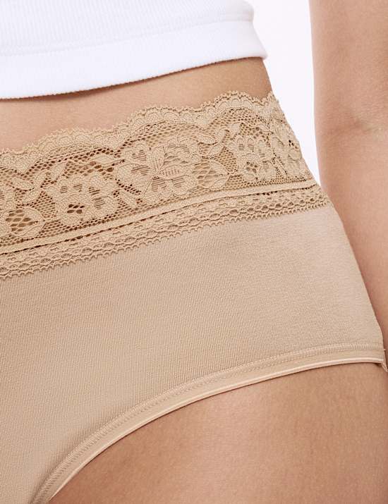 5pk Cotton Lycra® & Lace High Rise Shorts