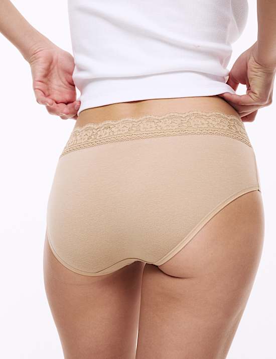 5pk Cotton Lycra® & Lace High Rise Shorts