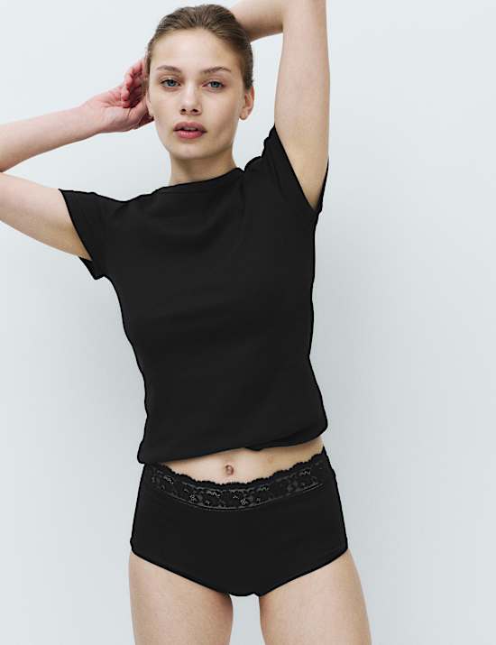 5pk Cotton Lycra&reg; & Lace High Rise Shorts