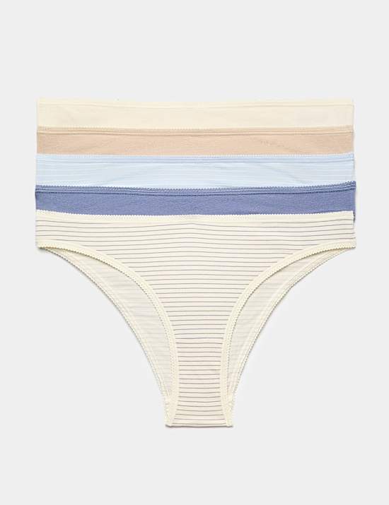 5pk Cotton Lycra&trade; Brazilian Knickers