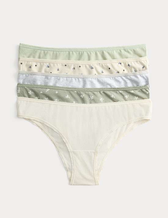 5pk Cotton Lycra&trade; Brazilian Knickers