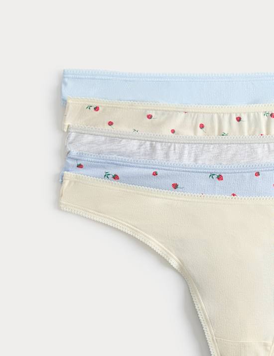 5 Pack Cotton Lycra&reg; Thongs