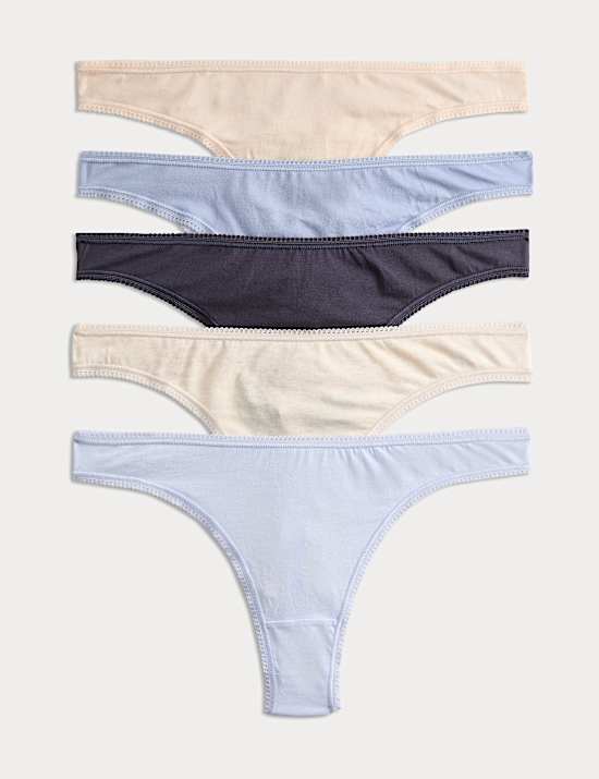 5 Pack Cotton Lycra&reg; Thongs