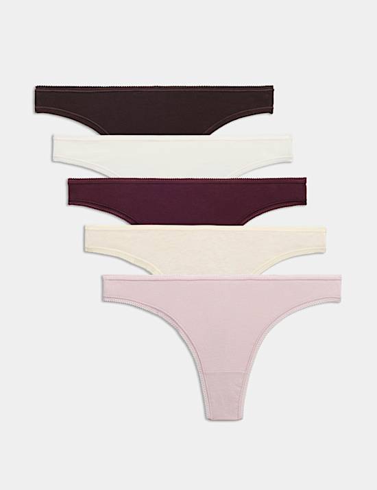 5 Pack Cotton Lycra&reg; Thongs