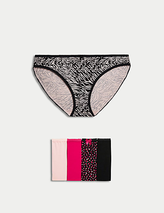 5pk Cotton Lycra&trade; Bikini Knickers