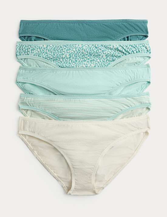 5pk Cotton Lycra&trade; Bikini Knickers