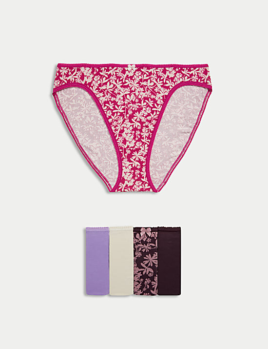 5pk Cotton Lycra™ High Leg Knickers