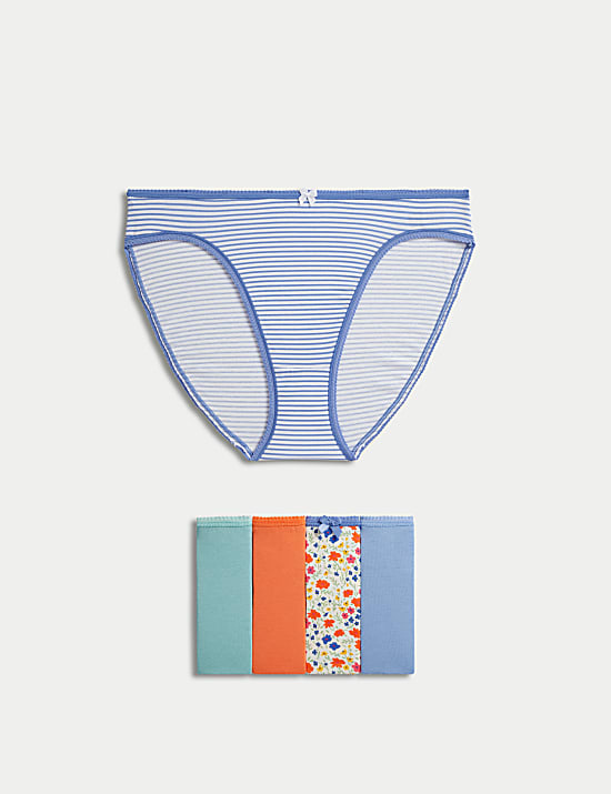 5pk Cotton Lycra™ High Leg Knickers