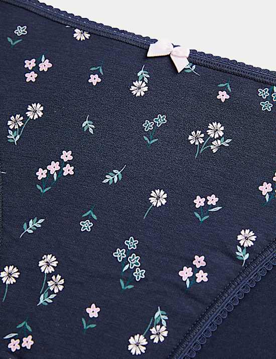 5pk Cotton Lycra™ High Leg Knickers