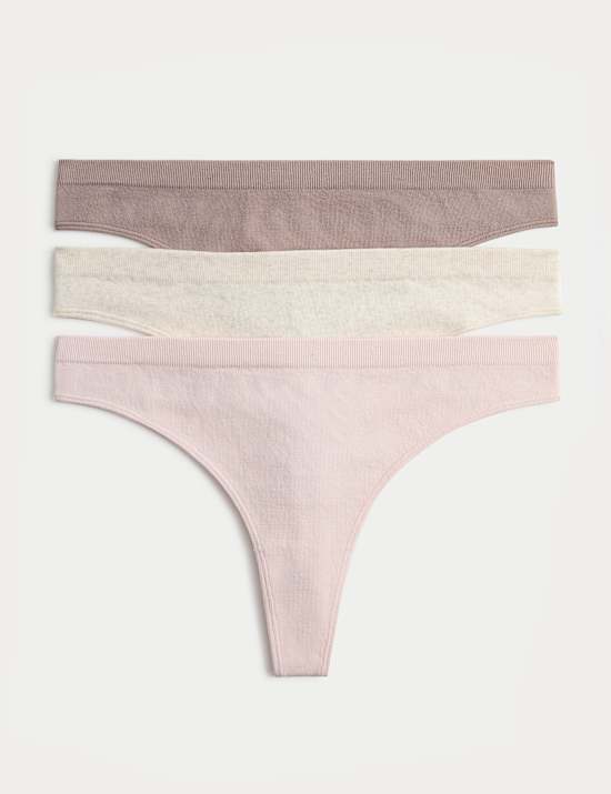 3 Pack Comfort Rib Seamless Thongs
