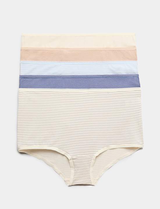 &Scaron;ortkov&eacute; kalhotky s vysok&yacute;m pasem, z bavlny Lycra&trade;, 5 ks