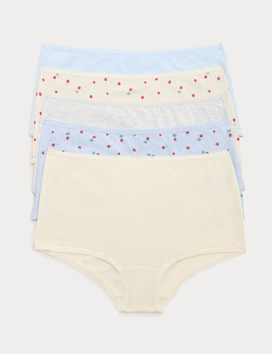 Pack de 5 braguitas culotte de Lycra&trade; de algod&oacute;n de talle alto