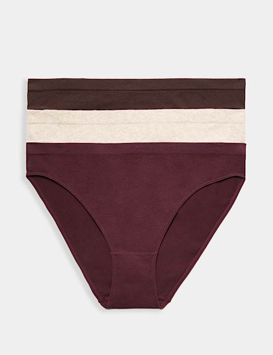 3 Pack Comfort Rib Seamless High Leg Knickers