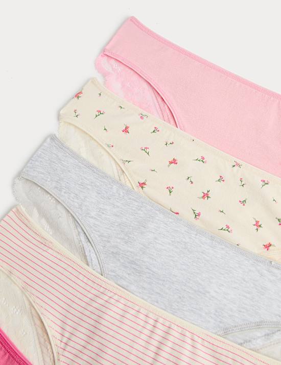 5pk Cotton Rich Printed Brazilian Knickers