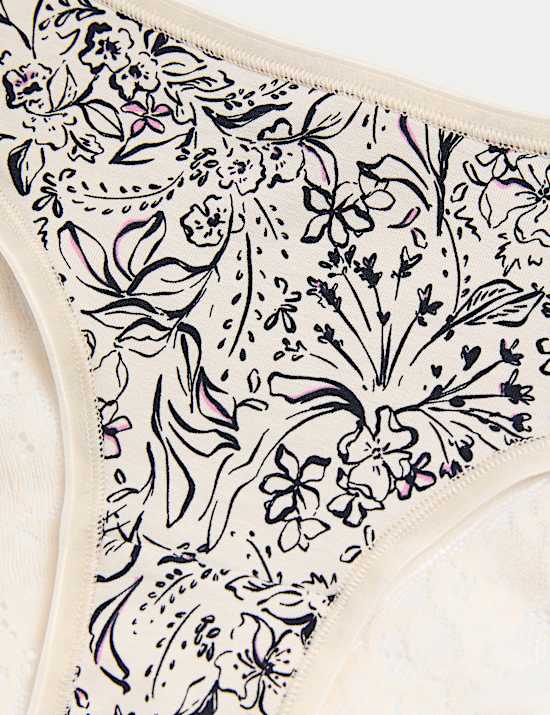 5pk Cotton Rich Printed Brazilian Knickers