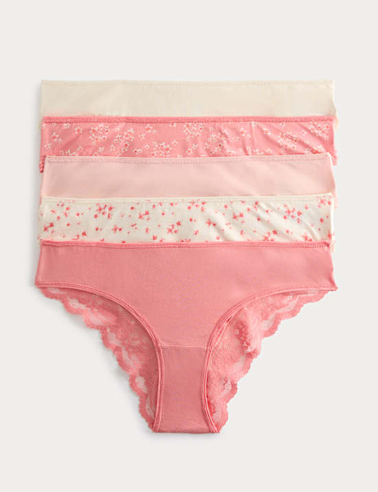 5pk Cotton Rich Printed Brazilian Knickers