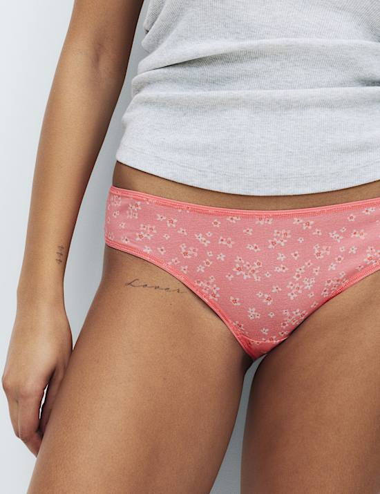 5pk Cotton Rich Printed Brazilian Knickers