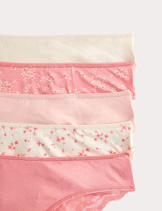 5pk Cotton Rich Printed Brazilian Knickers