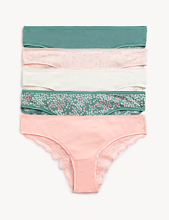 5pk Cotton Rich Printed Brazilian Knickers