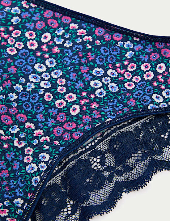 5pk Cotton Rich Printed Brazilian Knickers