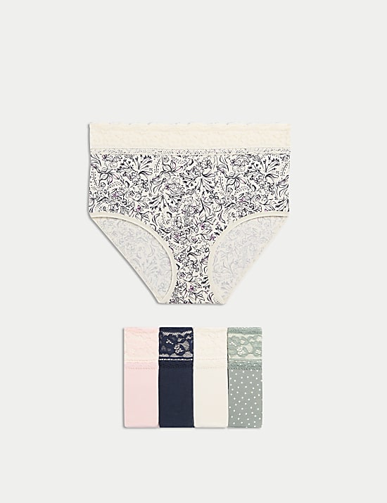 5er-Pack Taillenslips mit hohem Baumwollanteil und Muster