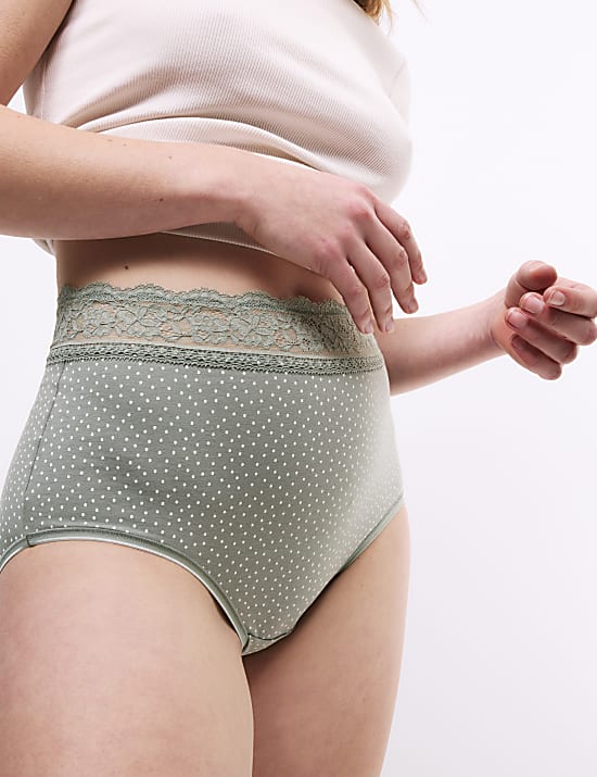 Εμπριμέ ψηλόμεσο σλιπ με υψηλή περιεκτικότητα σε βαμβάκι, σετ των 5