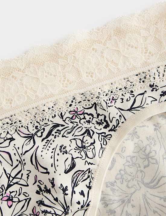 5pk Cotton Rich Printed High Leg Knickers