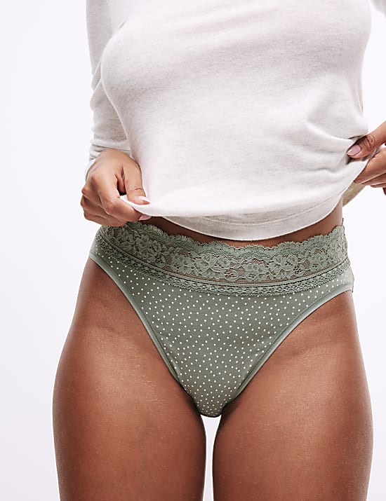 5pk Cotton Rich Printed High Leg Knickers