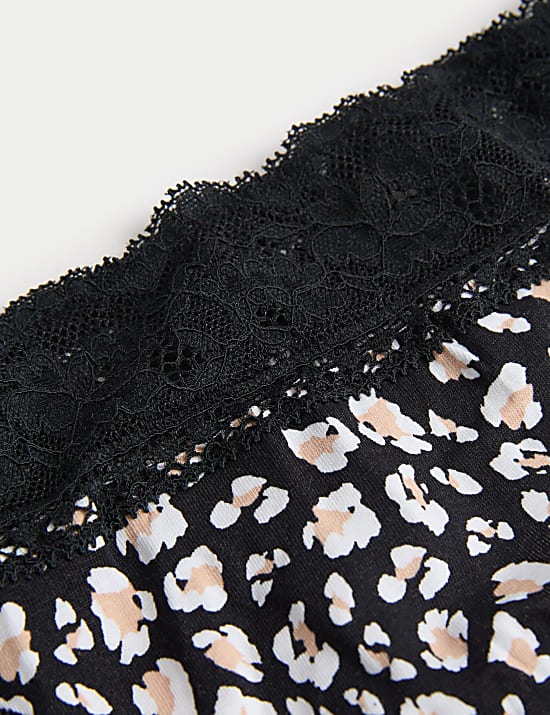 5pk Cotton Rich Printed High Leg Knickers