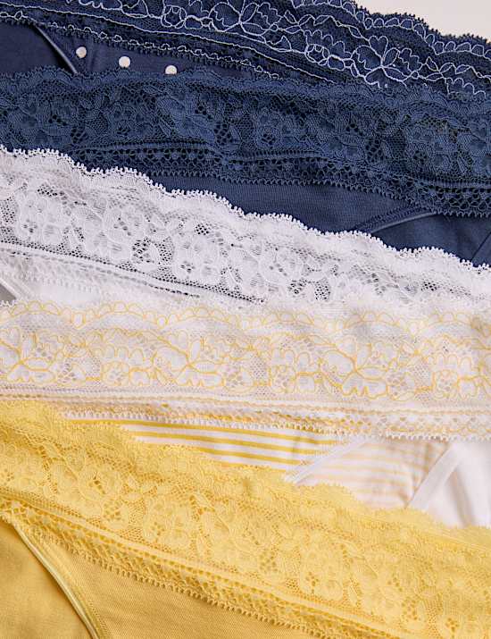 5pk Cotton Blend Printed Bikini Knickers