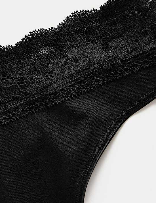 5pk Cotton Blend High Waisted Thongs