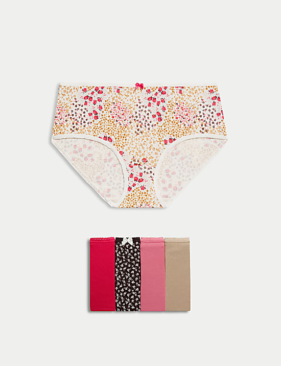 5pk Cotton Lycra&trade; Printed High Rise Shorts
