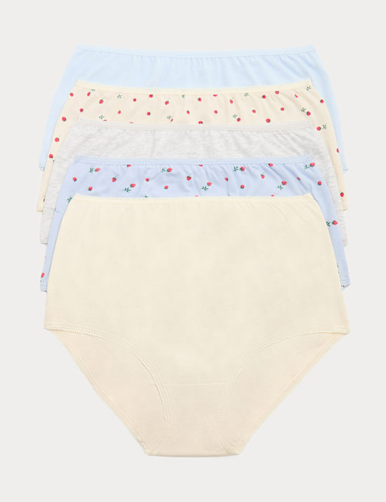 Lot de 5 culottes en coton et Lycra&trade; avec imprim&eacute;
