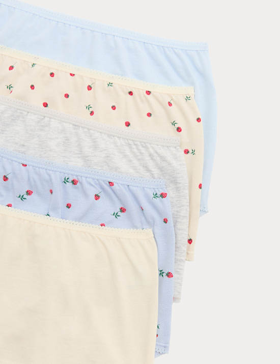 Lot de 5 culottes en coton et Lycra&trade; avec imprim&eacute;