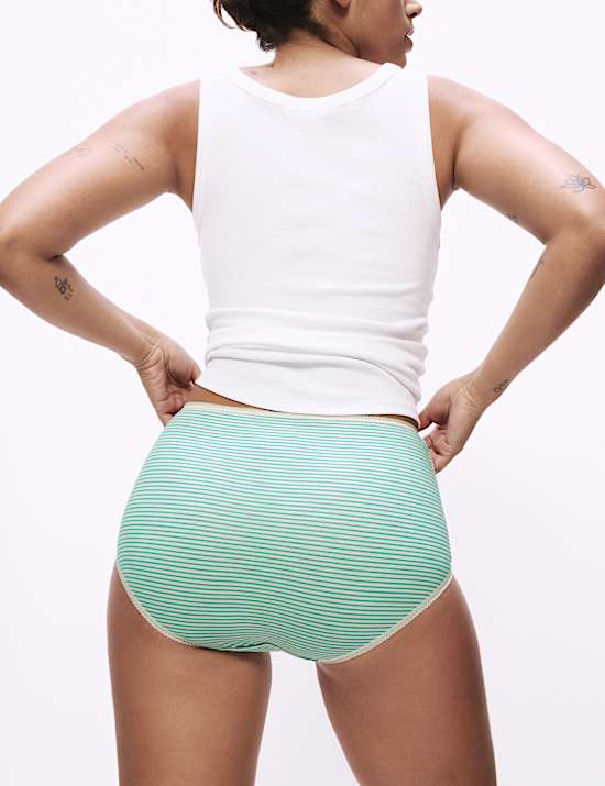 Εμπριμέ ψηλόμεσο σλιπ από βαμβάκι και Lycra™, σετ των 5