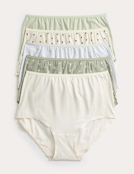 5pk Cotton Lycra&trade; Printed Full Briefs