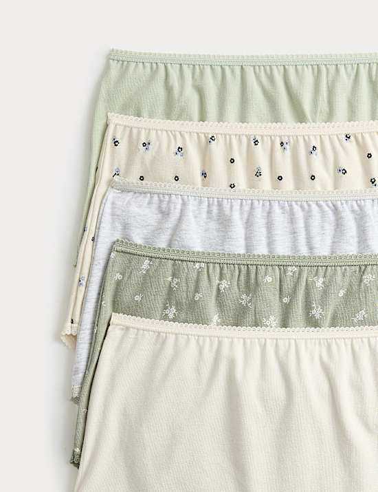 5pk Cotton Lycra&trade; Printed Full Briefs