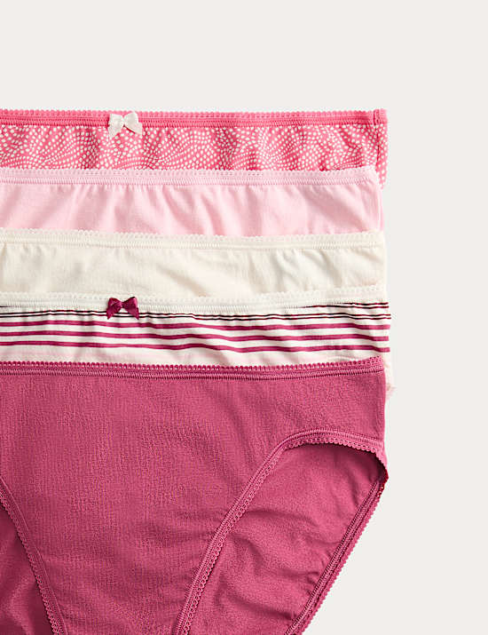 5pk Cotton Lycra™ High Leg Knickers