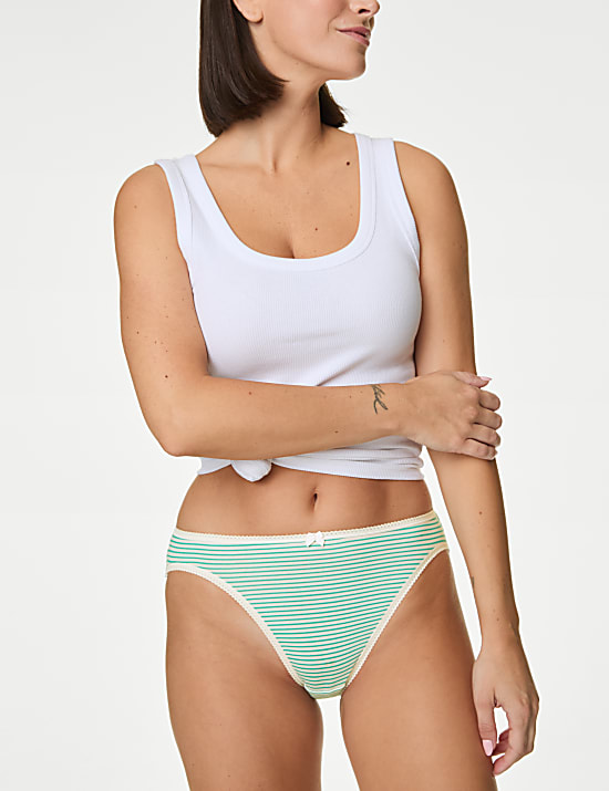 Σλιπ με ψηλό κόψιμο στους γοφούς από βαμβάκι και Lycra™, σετ των 5