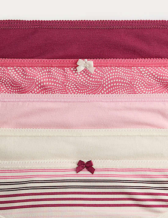 5pk Cotton Lycra™ Printed Bikini Knickers
