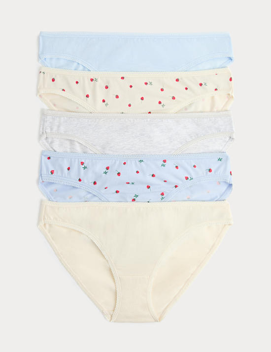 Pack de 5 braguitas tipo bikini estampadas de algod&oacute;n y Lycra&trade;