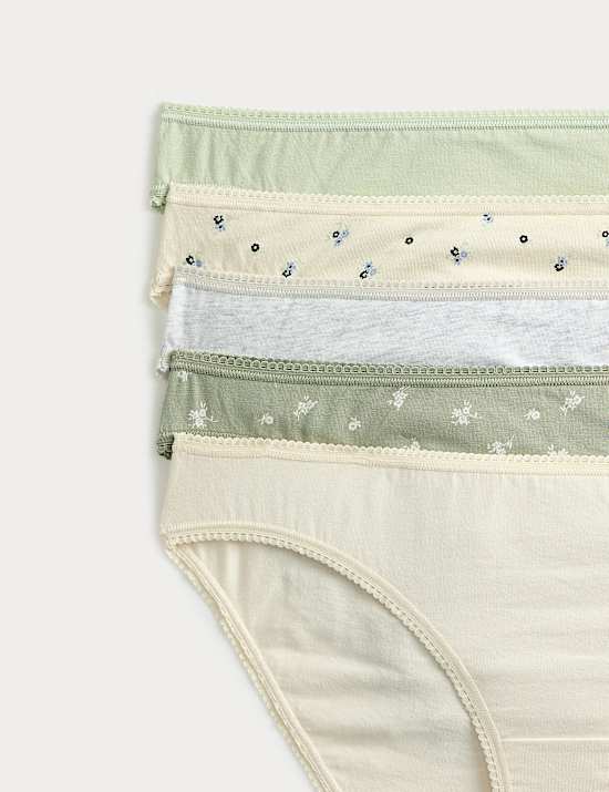 5pk Cotton Lycra&trade; Printed Bikini Knickers