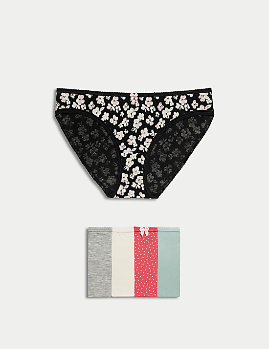 5pk Cotton Lycra™ Printed Bikini Knickers